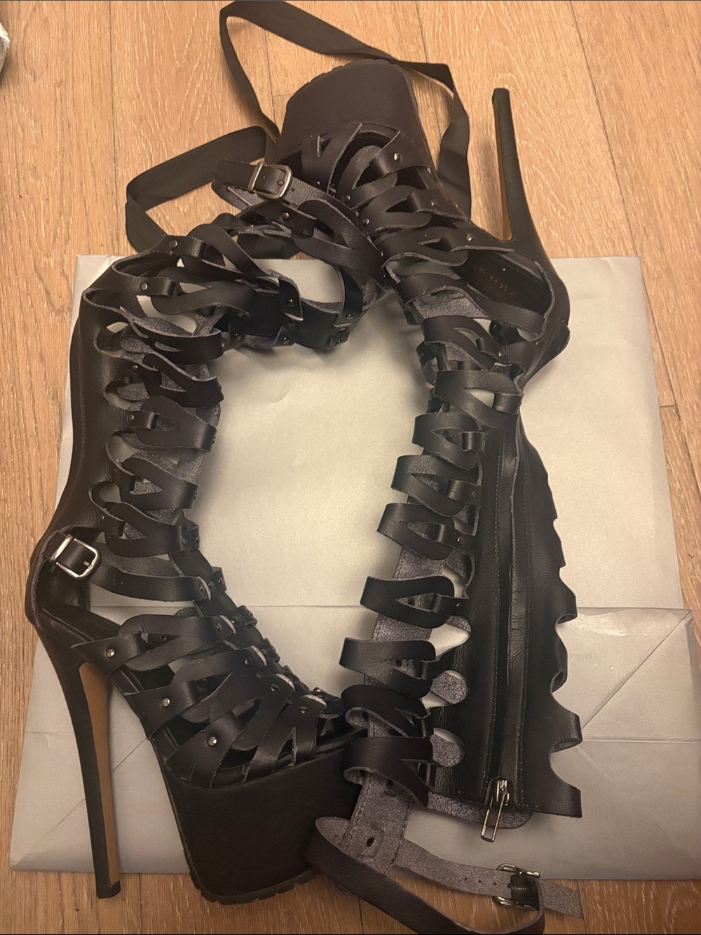 Black Samara Gladiator Sandal Platforms - Picture 6 of 8
